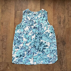 Women's Violet + Claire Floral Tank Top Size S Blue White